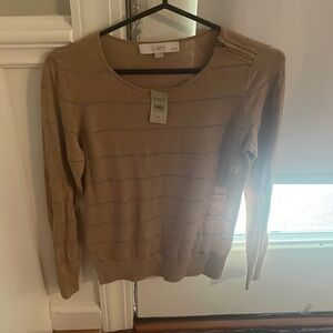 Loft sweater brown with silver strips, petites small, never worn